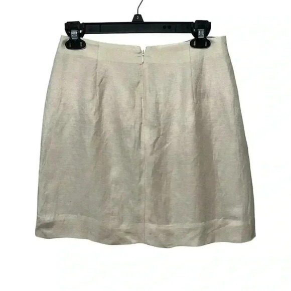 J.Crew Button Front Linen Cupro Blend Skirt Size 2 Womens Tan Lined Fall Wear - Picture 3 of 7